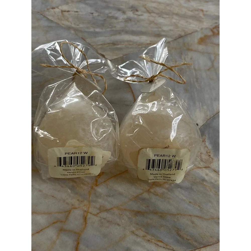 Vance Kitira Timber Pear Candles White Distressed Set of 2 PEAR12 W New